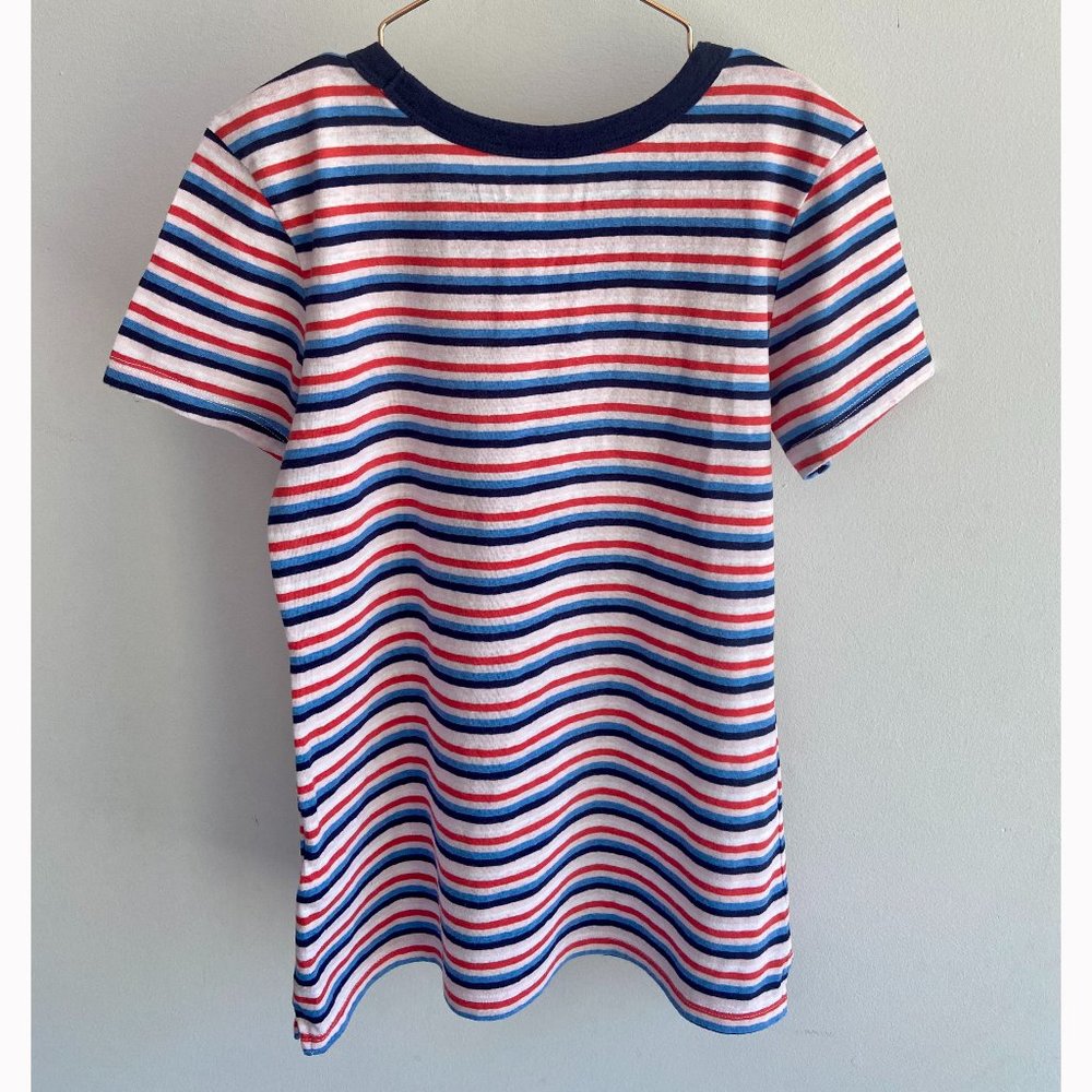 Old Navy Women's Slim-Fit Red, Blue & White Striped T-shirt - Picture 4 of 8